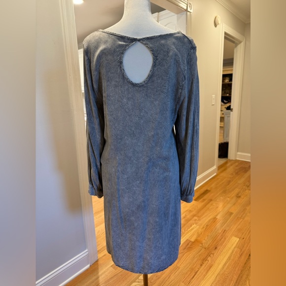 Yahada Long Sleeve Blue Gray Shirt Dress - Picture 6 of 11
